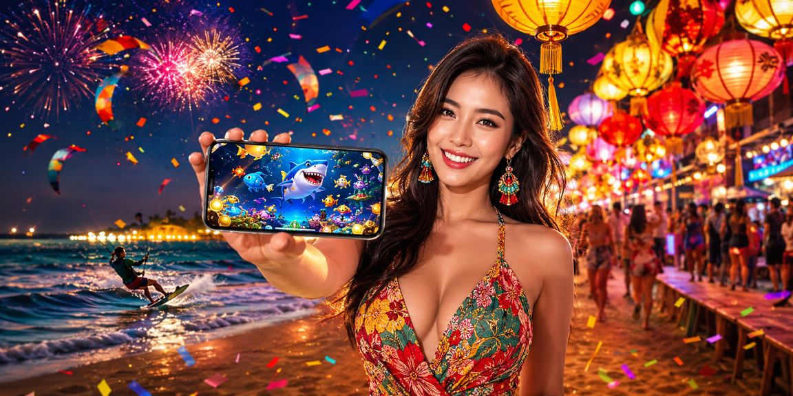 Khung cảnh chợ đêm cá Mũi Né với ánh đèn màu sắc